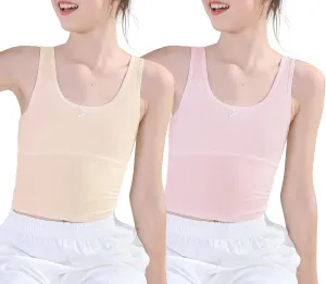 Happy Cherry Training Bras for Girls with Lightly Pads Teen Cotton Camisoles Undershirts Kids Crop Tank Tops Size 7-12 Years