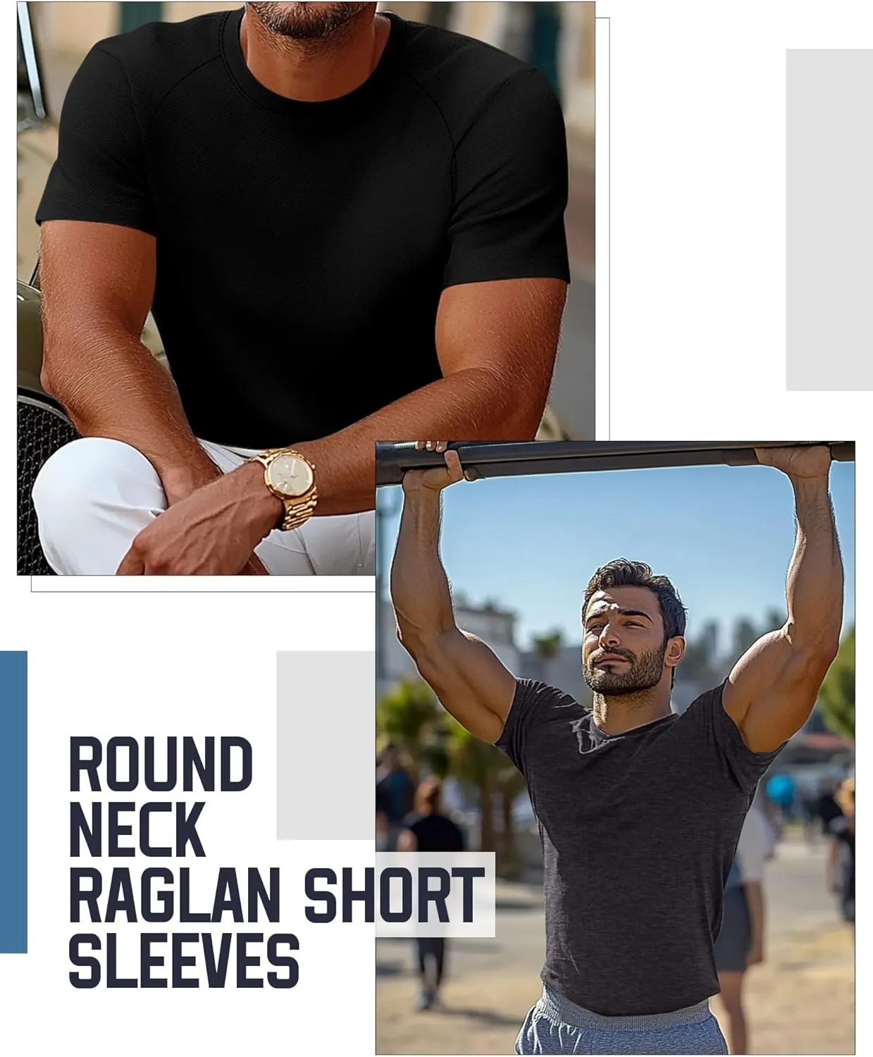 Huukeay 3 Pack Men's Big & Tall Short Sleeve Shirts, Cotton Plus Size Crew Neck Tees Basic Moisture Wicking Summer Solid Tops