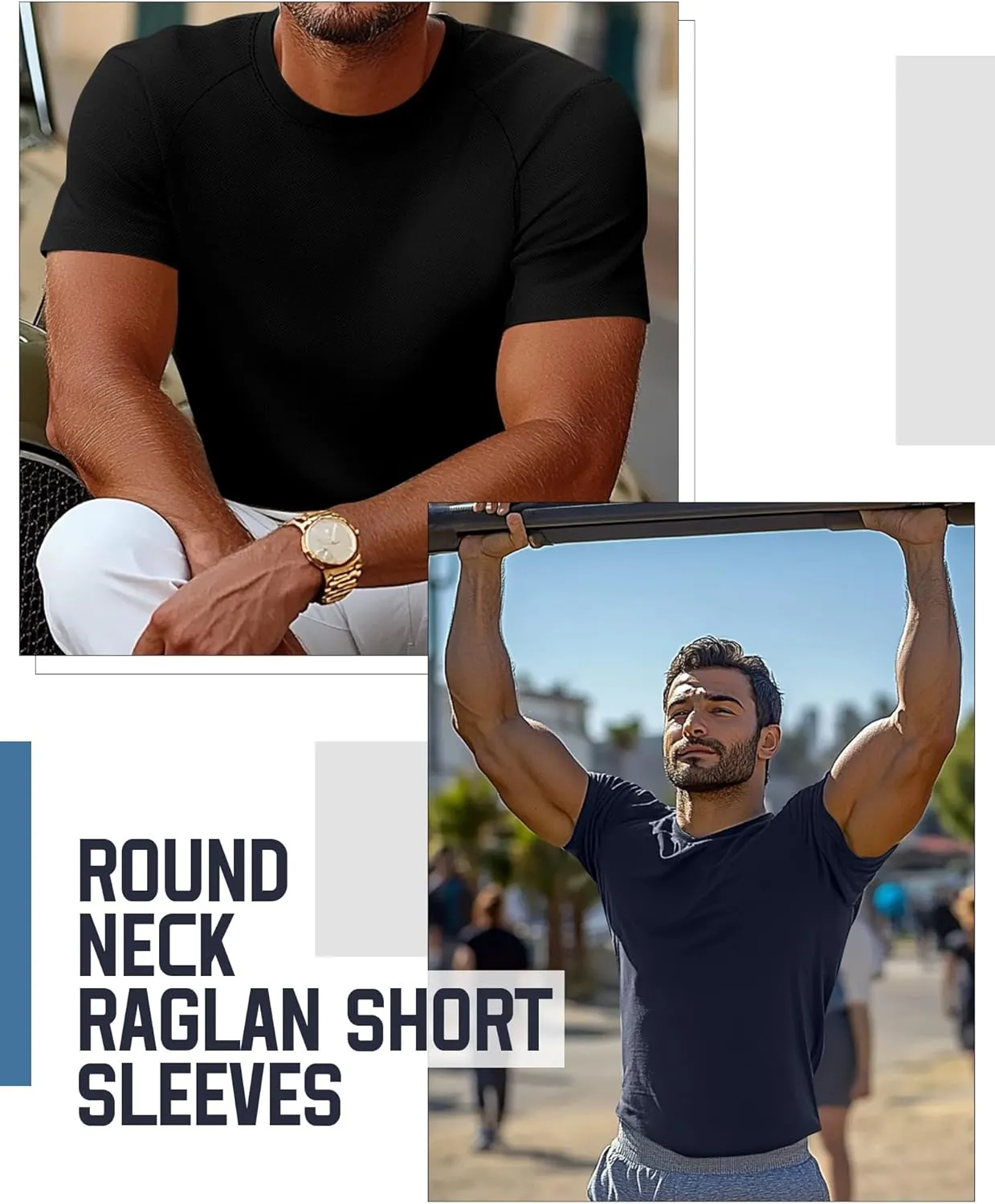 Huukeay 3 Pack Men's Big & Tall Short Sleeve Shirts, Cotton Plus Size Crew Neck Tees Basic Moisture Wicking Summer Solid Tops