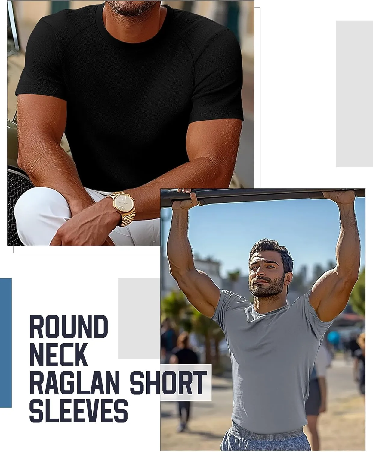 Huukeay 3 Pack Men's Big & Tall Short Sleeve Shirts, Cotton Plus Size Crew Neck Tees Basic Moisture Wicking Summer Solid Tops