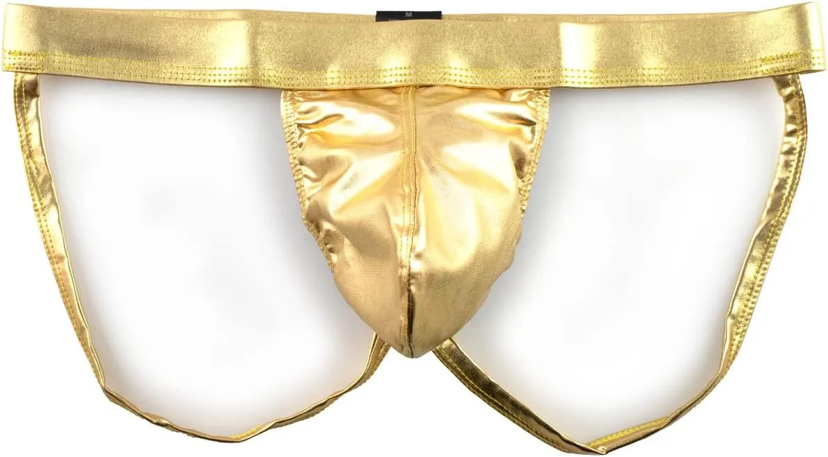 JEsilunmaMY Men's Butt-Flaunting Jockstrap Patent Leather U Convex Pouch Thongs Lingerie Backless Athletic Supporter Panties