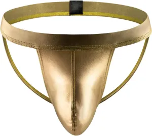 JEsilunmaMY Men's Butt-Flaunting Jockstrap Patent Leather U Convex Pouch Thongs Lingerie Backless Athletic Supporter Panties