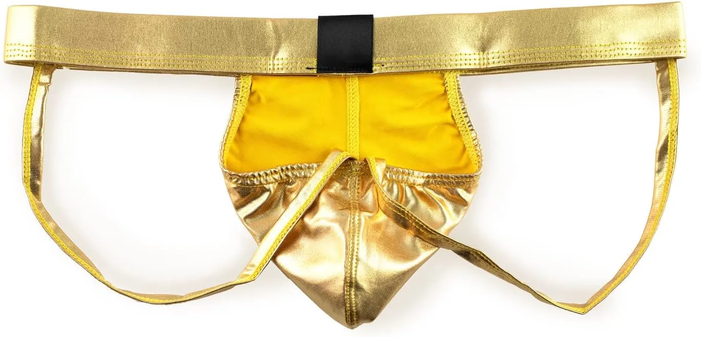 JEsilunmaMY Men's Butt-Flaunting Jockstrap Patent Leather U Convex Pouch Thongs Lingerie Backless Athletic Supporter Panties