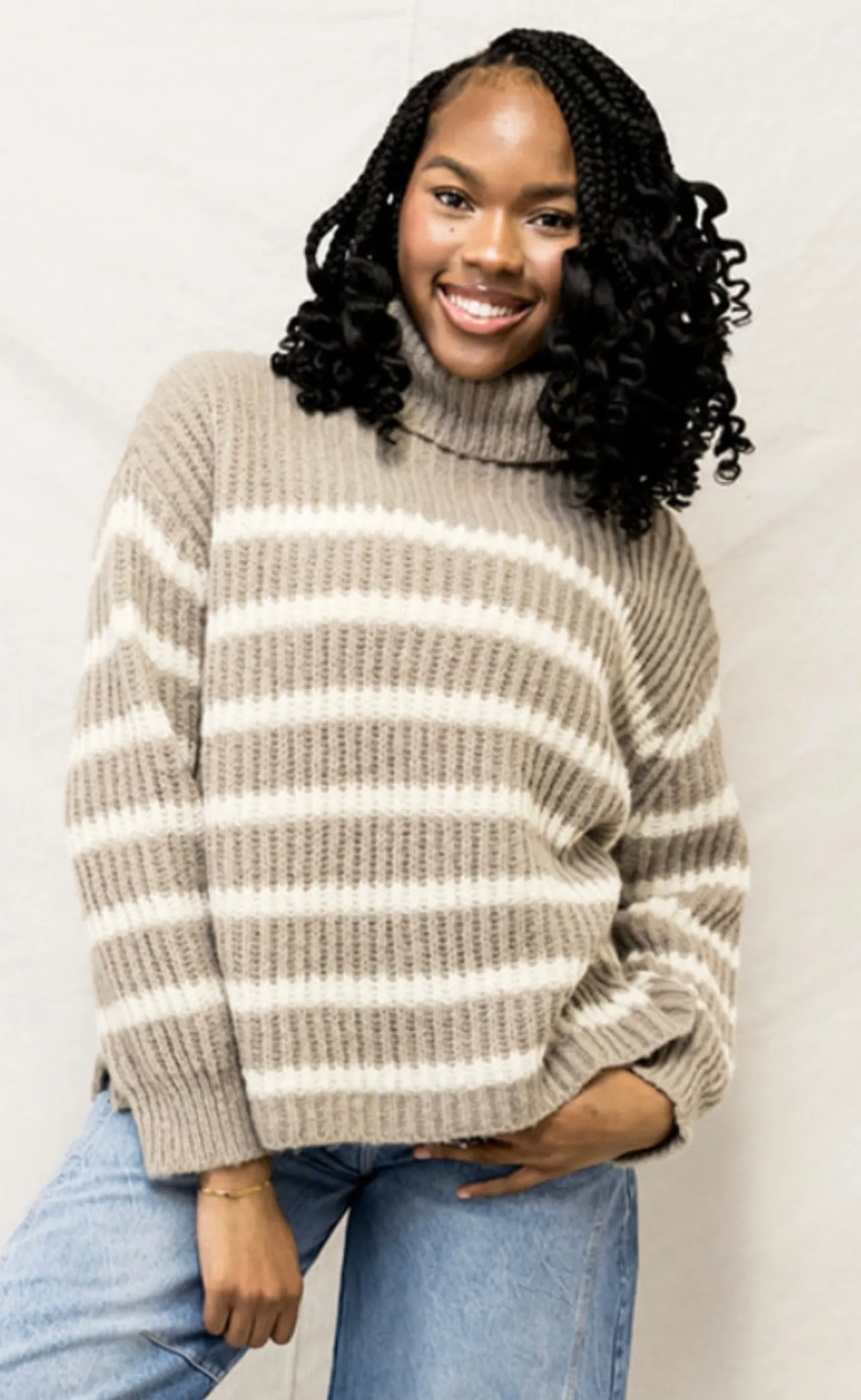 Kaia Turtleneck Striped Sweater