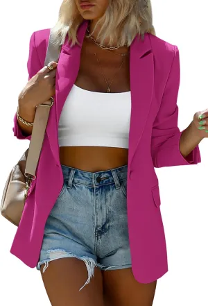 KIRUNDO Womens Blazer 2025 Spring Fall Bussiness Casual Long Sleeve Button Open Front Suit Jackets Work Clothes Pockets