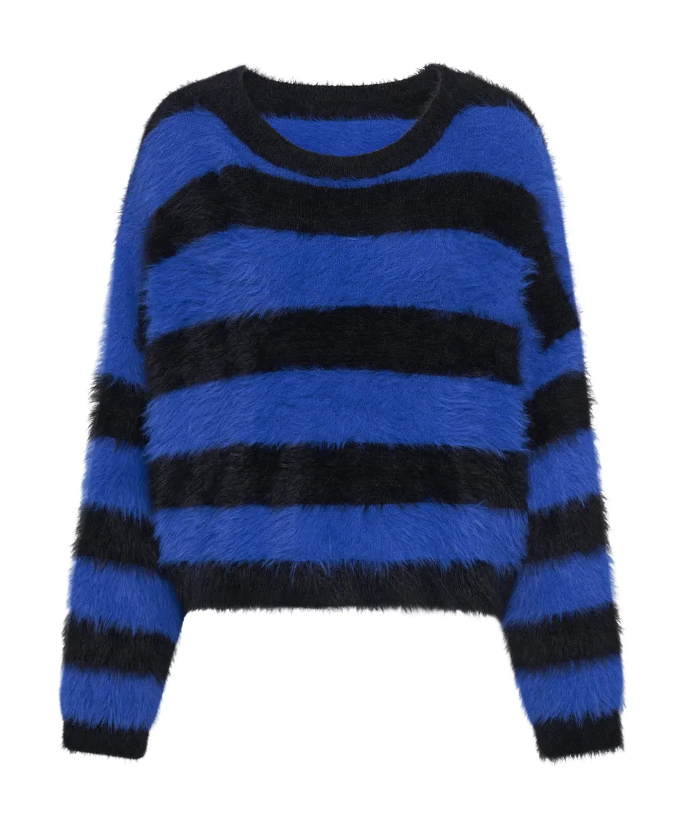 KRUGER STRIPE FLUFFY CROP KNIT SWEATER