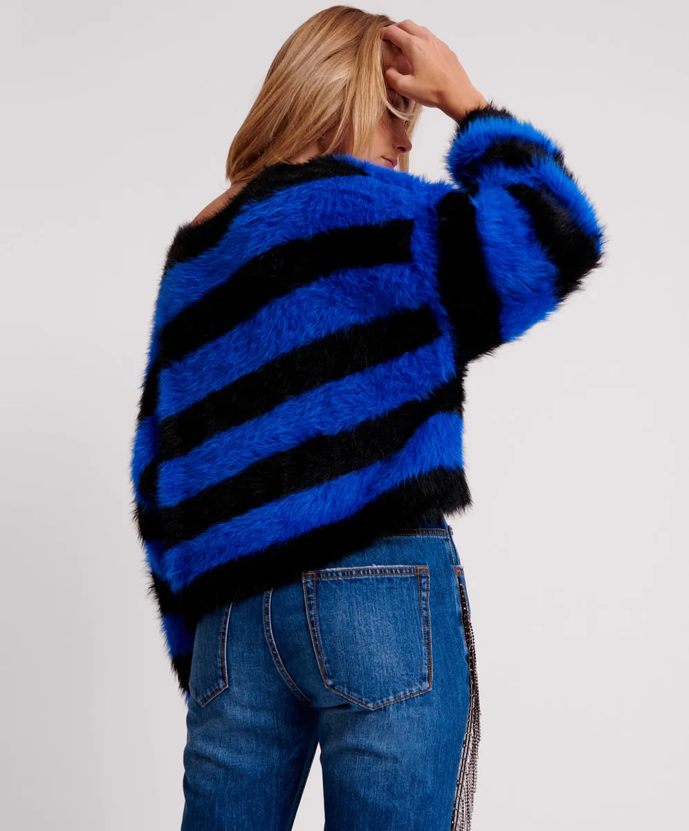 KRUGER STRIPE FLUFFY CROP KNIT SWEATER