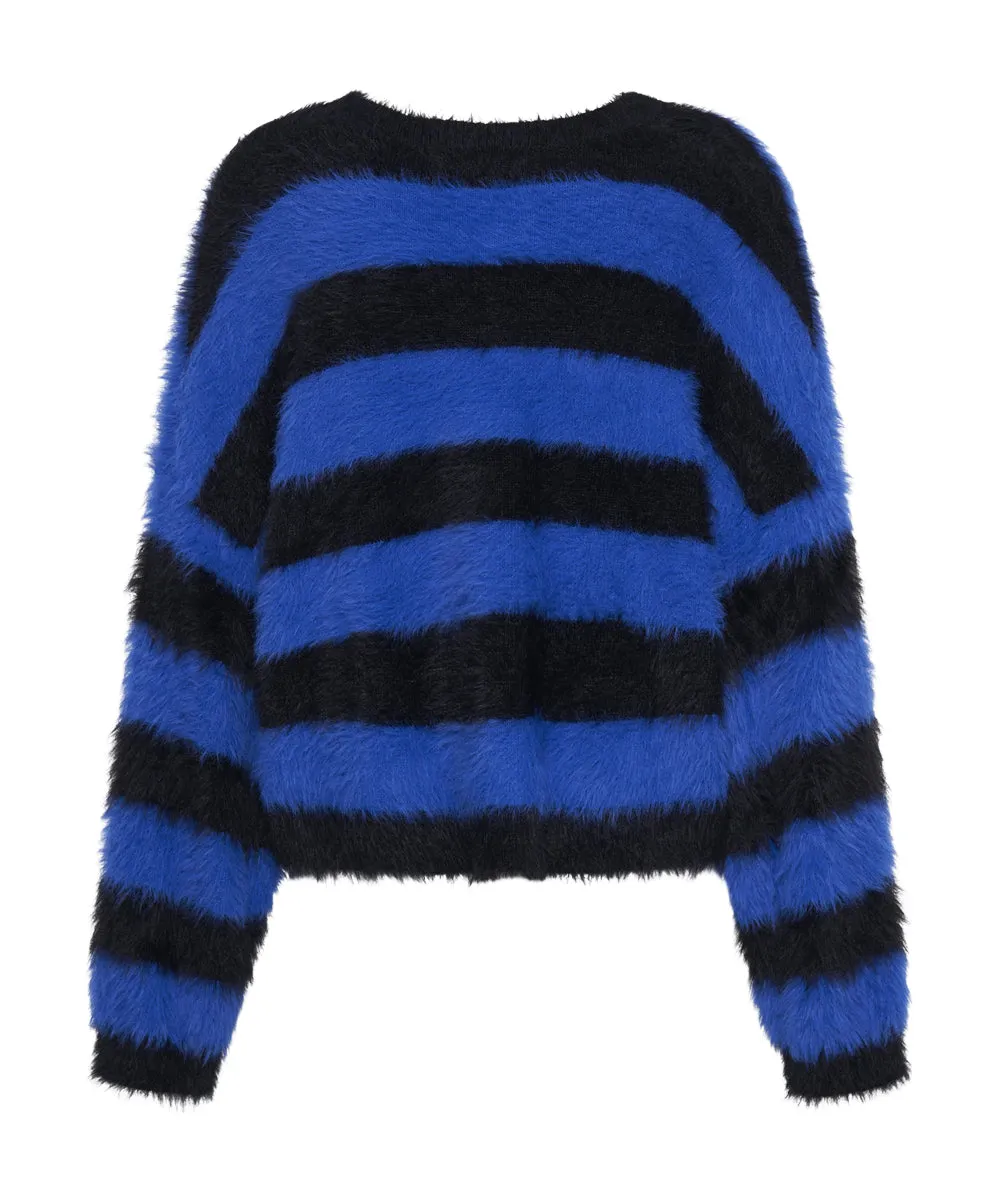 KRUGER STRIPE FLUFFY CROP KNIT SWEATER