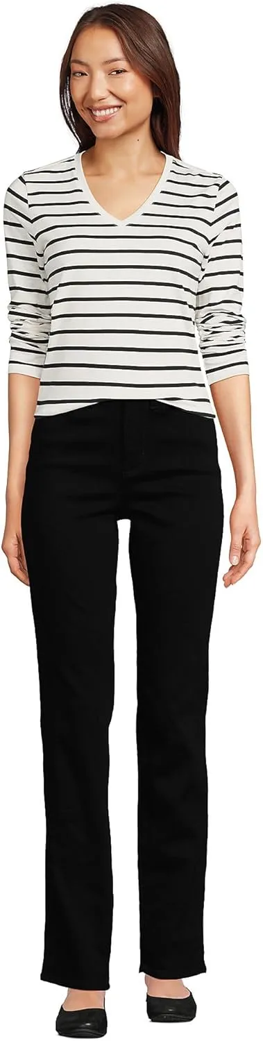 Lands' End Women's Relaxed American-Grown Supima Cotton Long Sleeve V-Neck T-Shirt