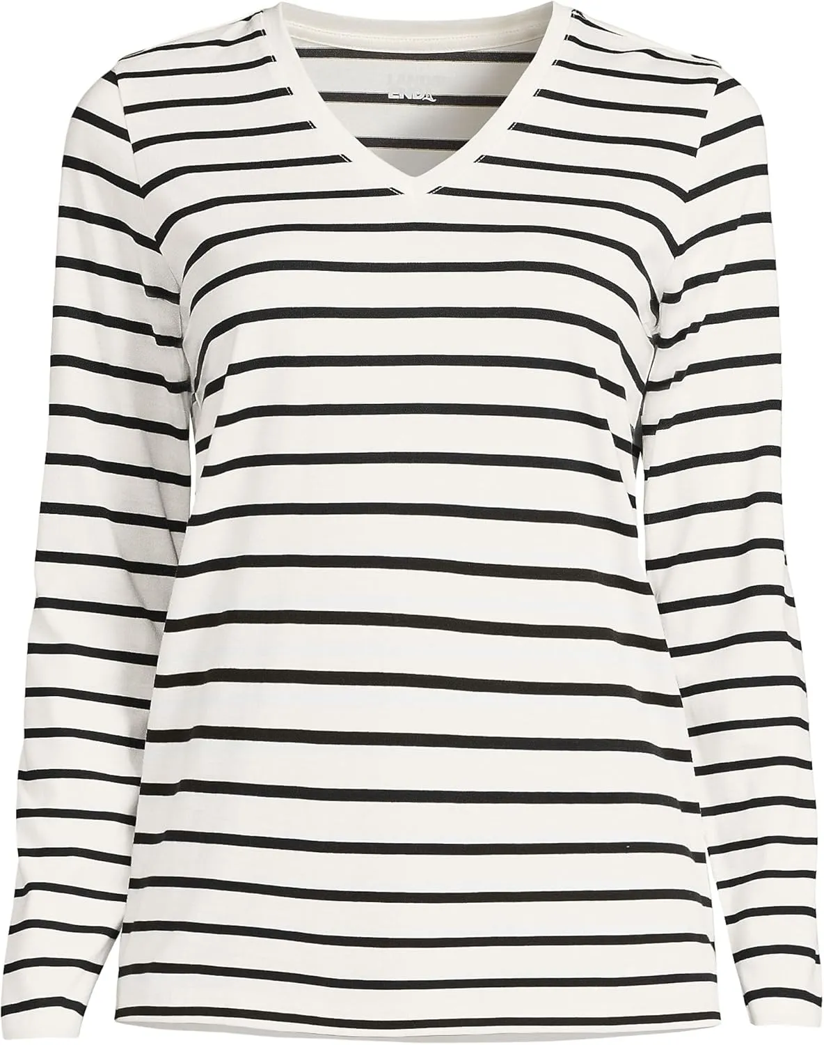 Lands' End Women's Relaxed American-Grown Supima Cotton Long Sleeve V-Neck T-Shirt