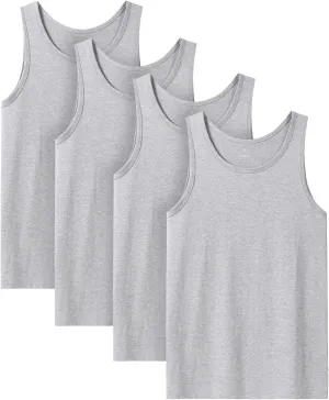 LAPASA Men's 100% Cotton Tank Top Ultra Soft Sleeveless Crewneck Breathable A-Shirts Basic Solid Undershirts Vest 4 Pack M36