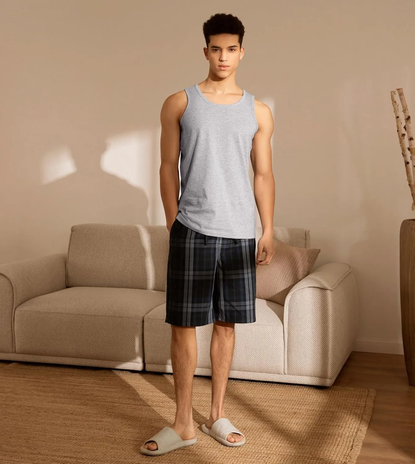 LAPASA Men's 100% Cotton Tank Top Ultra Soft Sleeveless Crewneck Breathable A-Shirts Basic Solid Undershirts Vest 4 Pack M36
