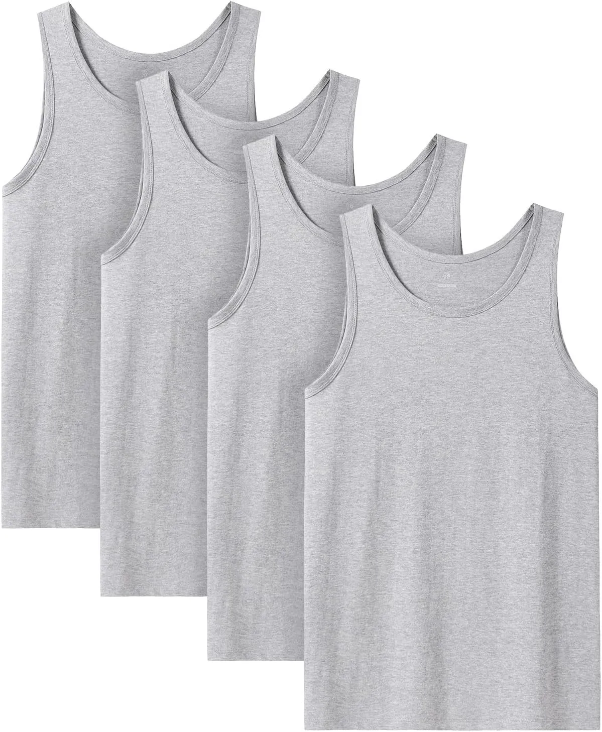 LAPASA Men's 100% Cotton Tank Top Ultra Soft Sleeveless Crewneck Breathable A-Shirts Basic Solid Undershirts Vest 4 Pack M36