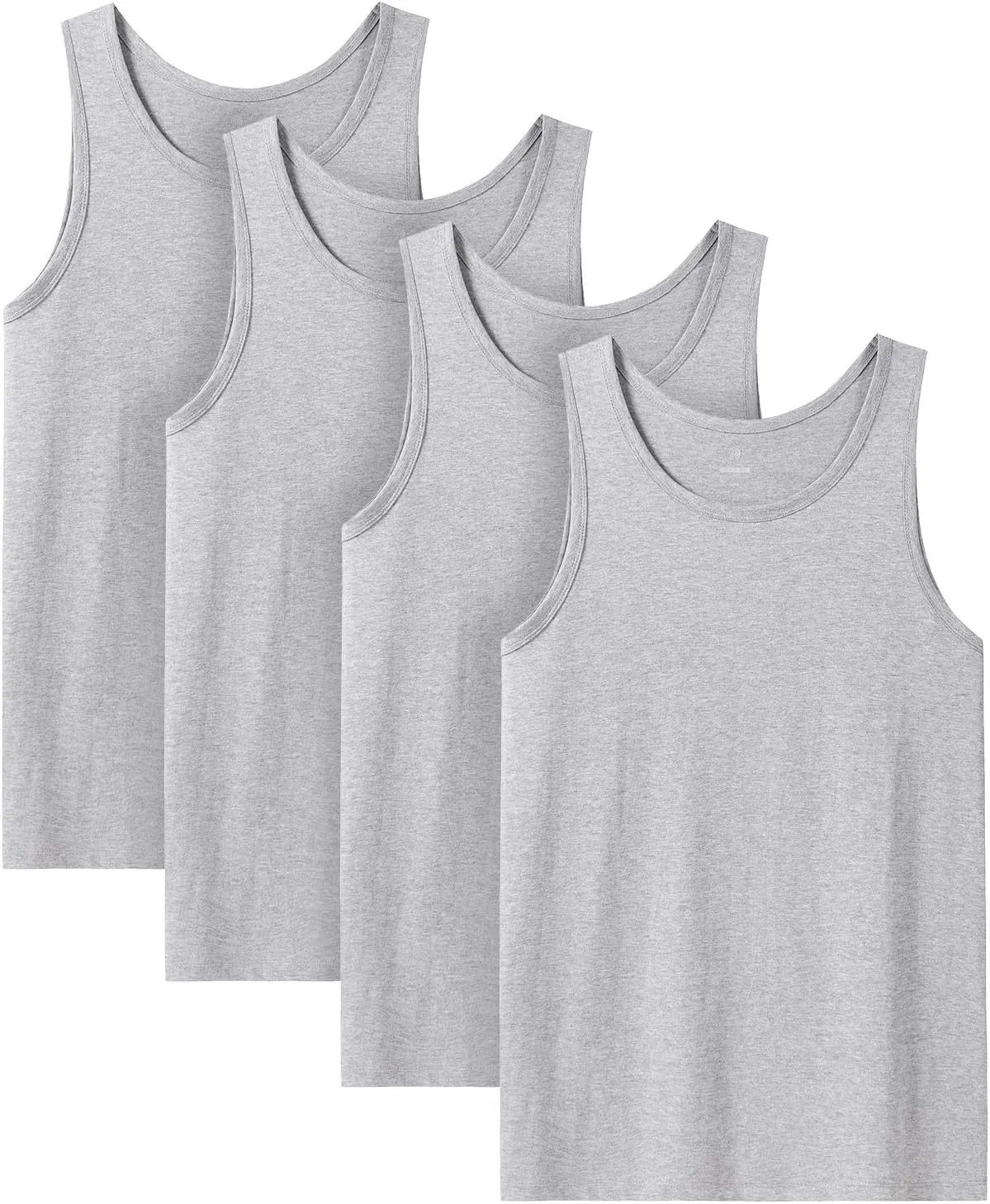 LAPASA Men's 100% Cotton Tank Top Ultra Soft Sleeveless Crewneck Breathable A-Shirts Basic Solid Undershirts Vest 4 Pack M36