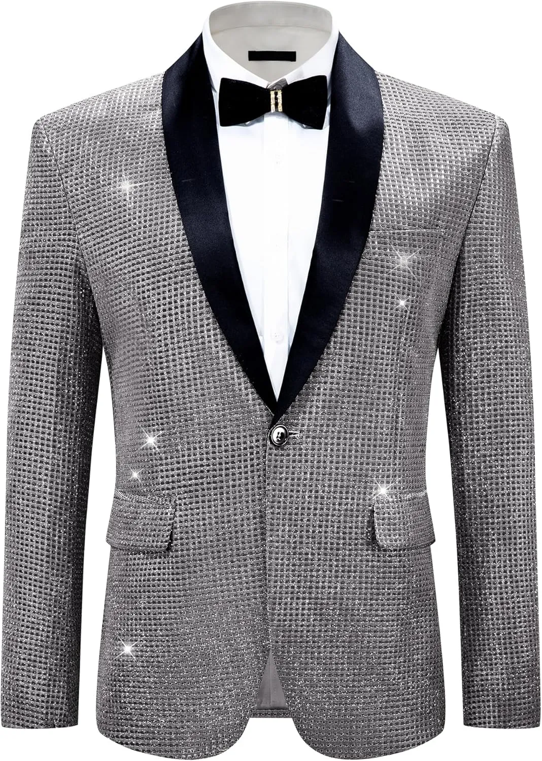Lars Amadeus Metallic Tuxedo for Men's Shawl Lapel Wedding Dinner Prom Shiny Blazer