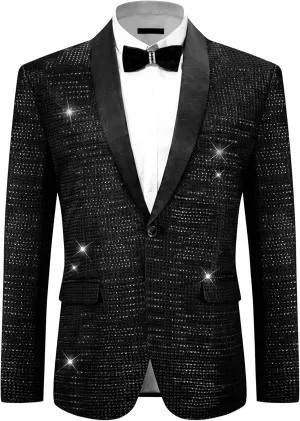 Lars Amadeus Metallic Tuxedo for Men's Shawl Lapel Wedding Dinner Prom Shiny Blazer