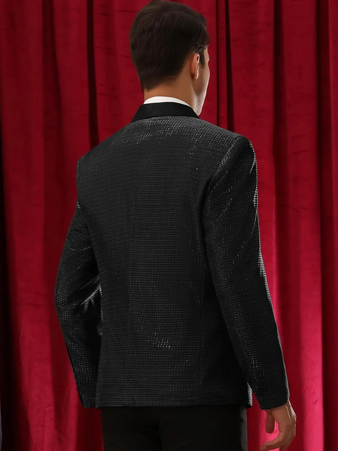 Lars Amadeus Metallic Tuxedo for Men's Shawl Lapel Wedding Dinner Prom Shiny Blazer