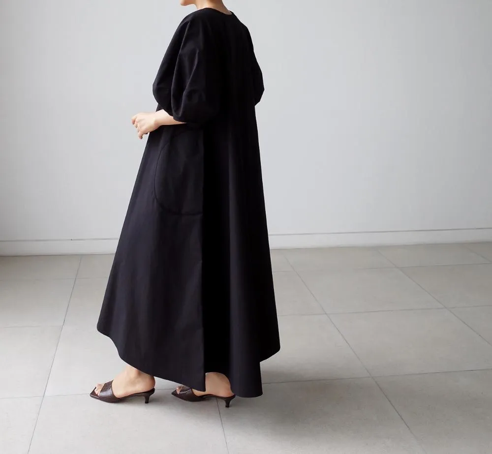 Loose Cozy Puff Sleeves Long Dresses