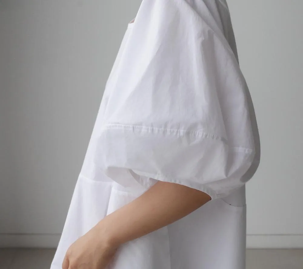 Loose Cozy Puff Sleeves Long Dresses