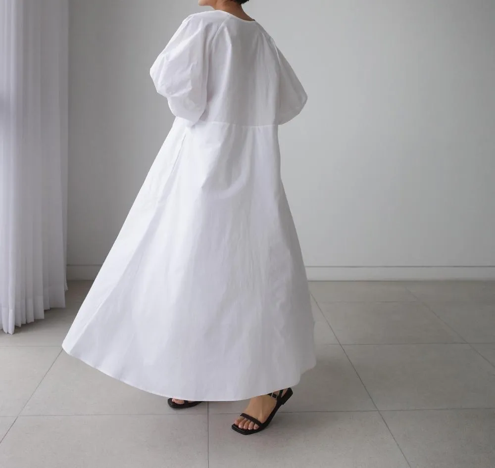 Loose Cozy Puff Sleeves Long Dresses