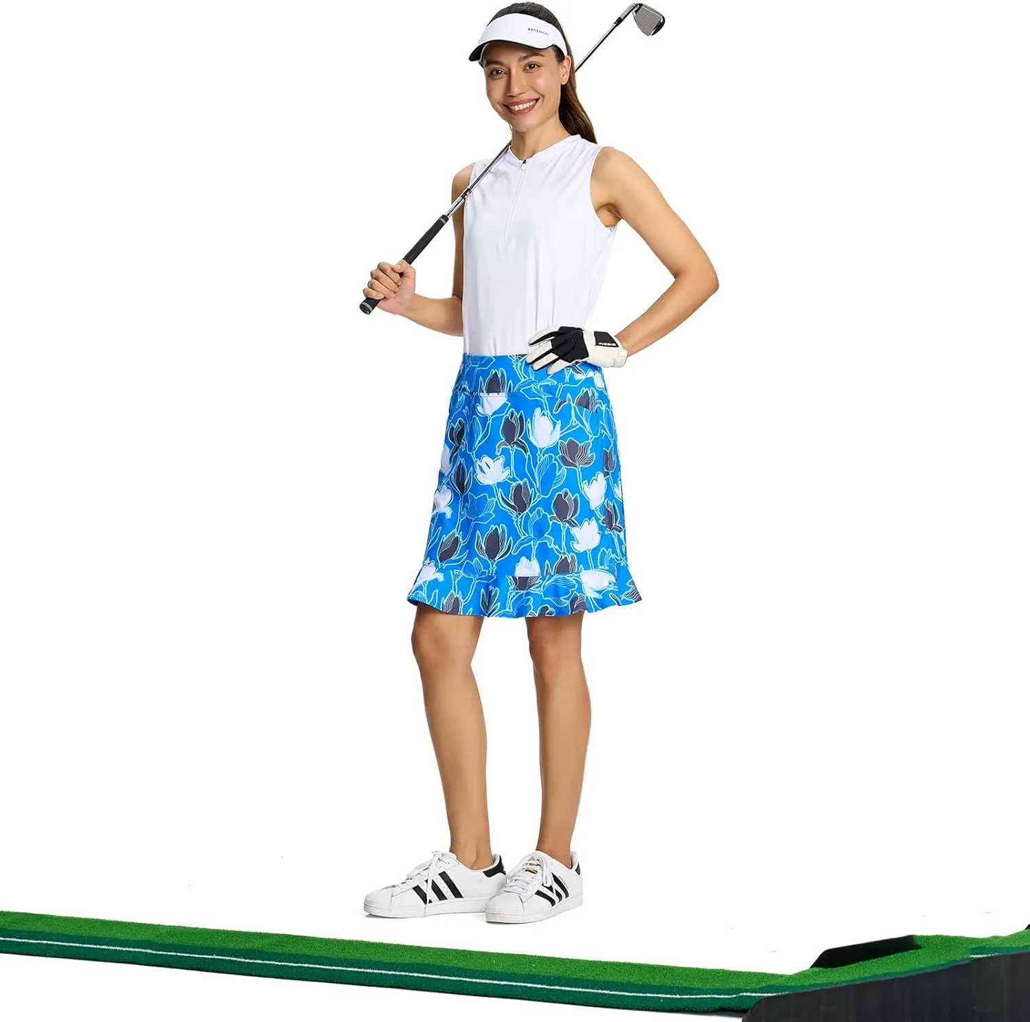 M MOTEEPI Womens 20" Skort Knee Length Ruffle Golf Skirts for Women with Pockets Shorts Dressy Casual Summer