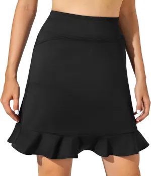 M MOTEEPI Womens 20" Skort Knee Length Ruffle Golf Skirts for Women with Pockets Shorts Dressy Casual Summer