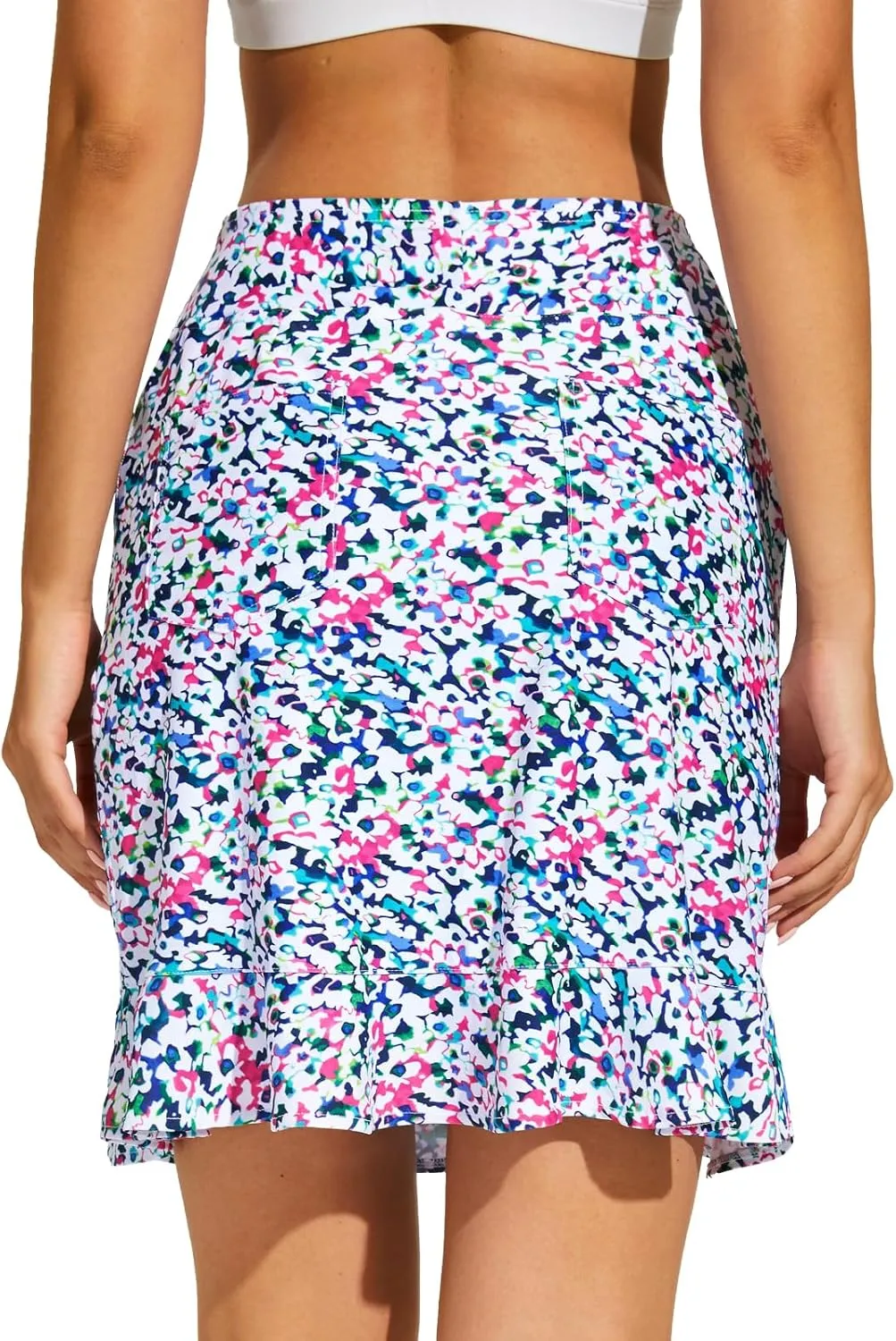 M MOTEEPI Womens 20" Skort Knee Length Ruffle Golf Skirts for Women with Pockets Shorts Dressy Casual Summer