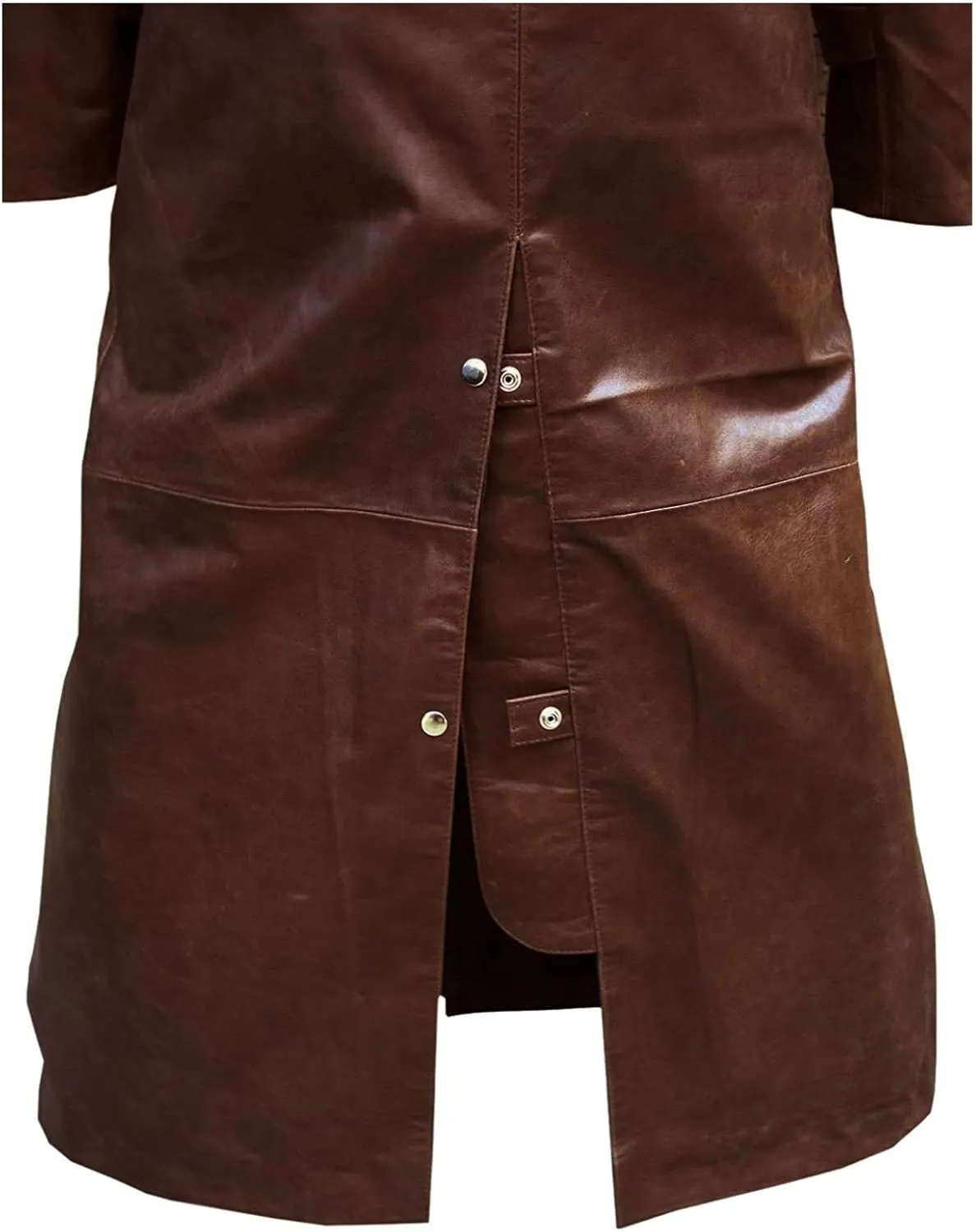 Mens Black & Brown Leather Long Coat Duster Riding Hunting Steampunk Trench Matrix Coats