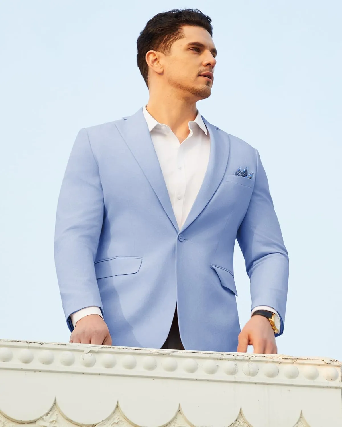 Mens Blazer Casual Sport Coats Slim Fit Lightweight Suit Jacket One Button Summer Blazers with Pocket Square