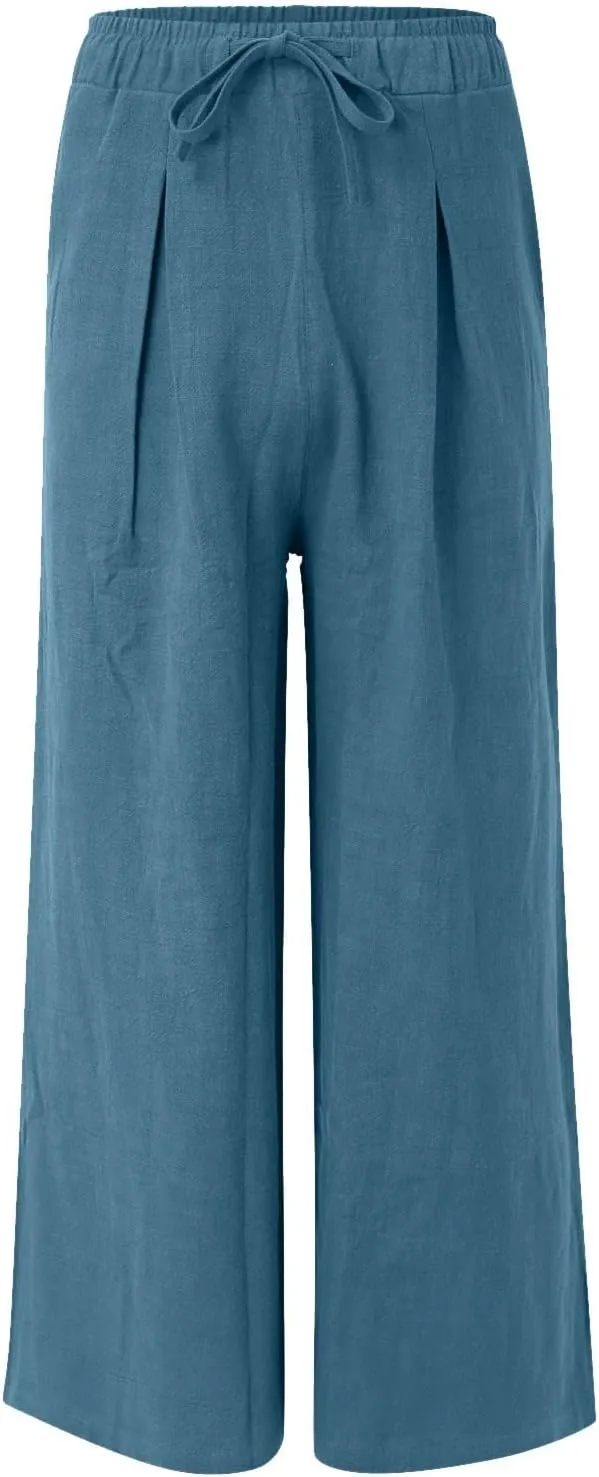 Mens Wide Leg Casual Yoga Harem Pants Linen Hip Hop Hippie Joggers Pants Big and Tall Loose Fit Straight-Leg Trousers
