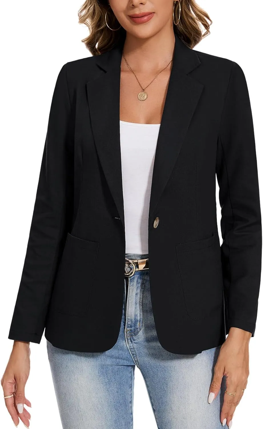 MINTLIMIT Womens Linen Cotton Blazer Casual Long Sleeve Button Front Lightweight Spring Summer Jacket Blazers with Pockets