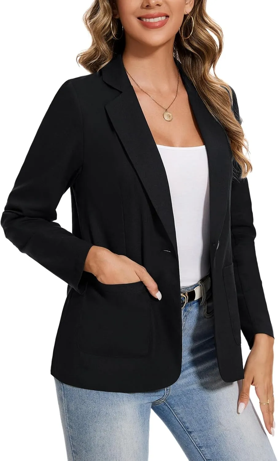 MINTLIMIT Womens Linen Cotton Blazer Casual Long Sleeve Button Front Lightweight Spring Summer Jacket Blazers with Pockets