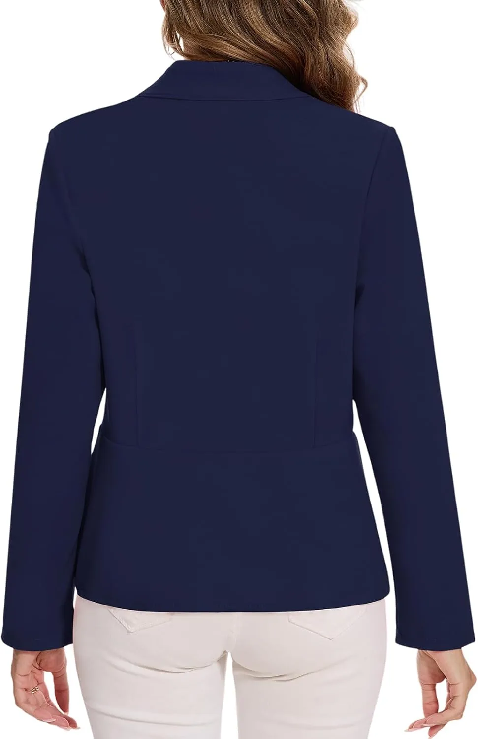MINTLIMIT Women's Ruffle Hem Blazer Long Sleeve Hook Open Front Notched Collar Peplum Blazers Business Office Suit Jacket