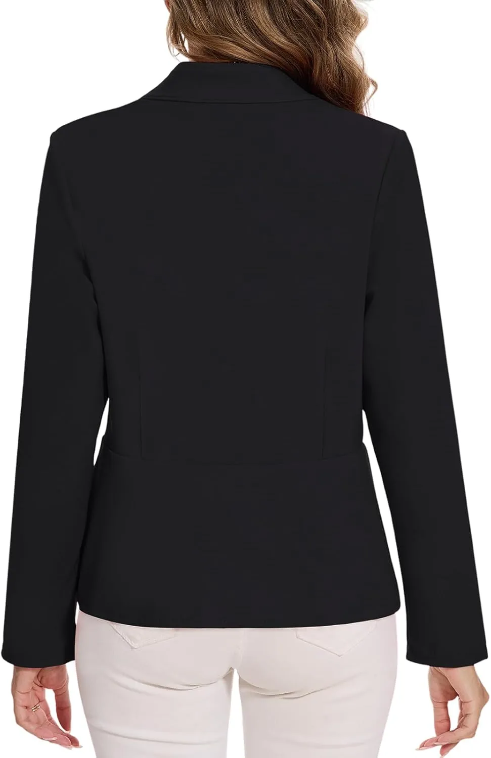 MINTLIMIT Women's Ruffle Hem Blazer Long Sleeve Hook Open Front Notched Collar Peplum Blazers Business Office Suit Jacket