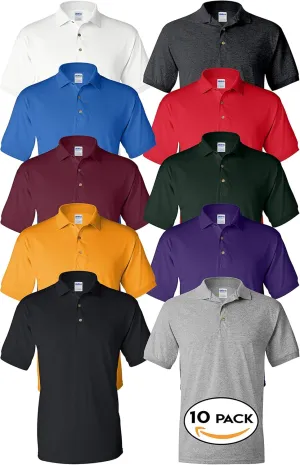 Multipack 8800 Men's Bundle Bulk Polo T-Shirt 3, 6, 10 Pack - Short Sleeve Plain Tees for Men