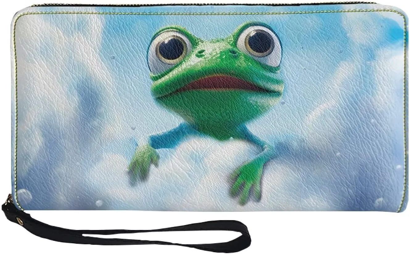 Mumeson 3D Frog Long Wallet Casual Travel Longoing Clutch Wallet Portable Cash Coin Cases Multi-functional Handbags Slim Cluth Leather PU Wallet for Girls