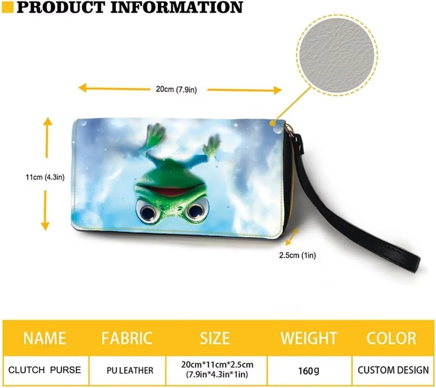 Mumeson 3D Frog Long Wallet Casual Travel Longoing Clutch Wallet Portable Cash Coin Cases Multi-functional Handbags Slim Cluth Leather PU Wallet for Girls