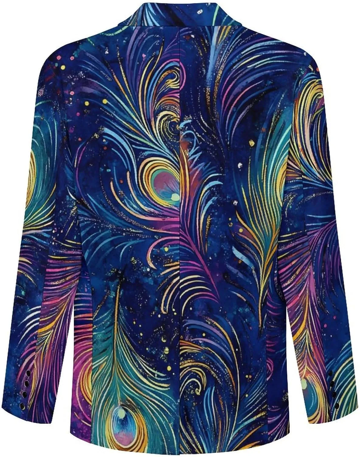 Mystical Peacock Feathers Mens Blazer Casual Two Button Lapel Suits Jacket Lightweight Business Coats