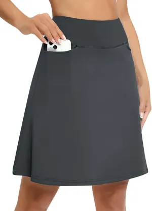 NKskirts Modest Knee Length Skirts 20" Golf Skorts Bulit in Shorts with 4 Deep Pockets