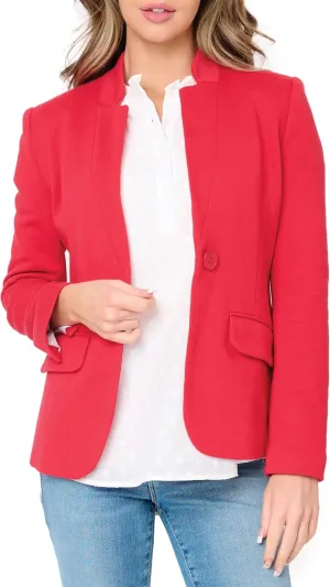 Notch Collar Blazer for Women - Dressy Casual Office Open Front Long Sleeve - Fashion Lined Knit Suit Jacket - (Sizes Vary)