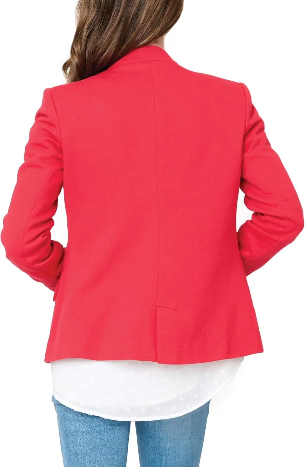 Notch Collar Blazer for Women - Dressy Casual Office Open Front Long Sleeve - Fashion Lined Knit Suit Jacket - (Sizes Vary)