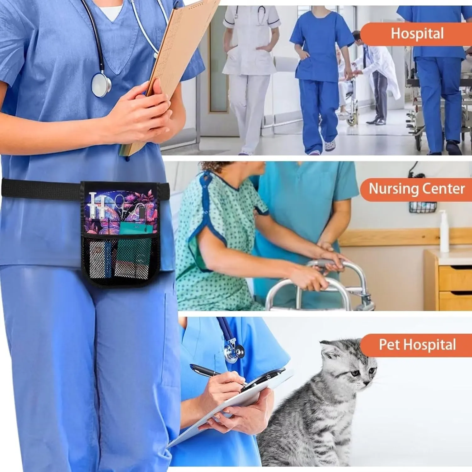 Pink Butterfly Nursing Essentials for Nurses Moon Nursing Student Essentials Waterproof Medical Essential Multi-Functional Thoughtful Designed with Separate Pockets Ample Storage Space, BZT22