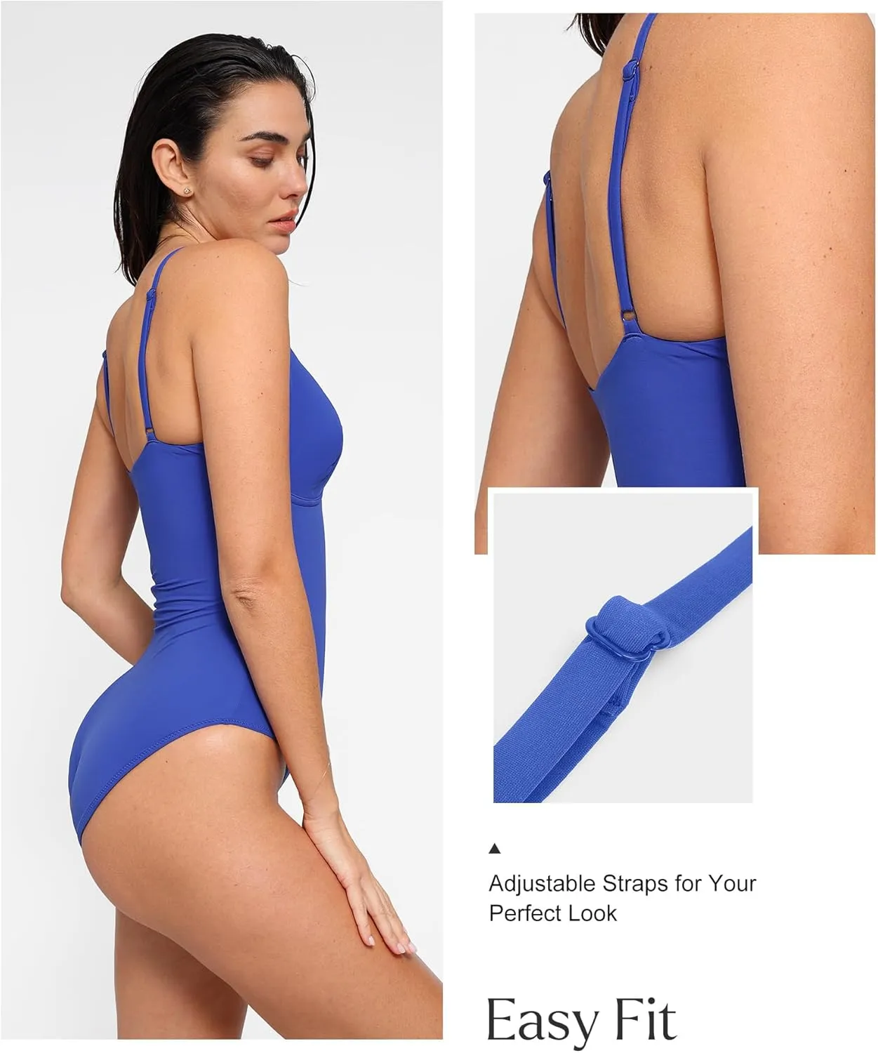 Popilush Tummy Control Swimsuits for Women Deep V Neck One Piece Shapewear Swimsuit Slimming Swimwear Built in Bra