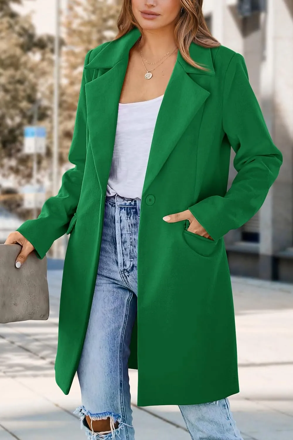 PRETTYGARDEN Women's 2025 Spring Fall Long Blazer Jackets Long Sleeve Lapel Pockets Loose Fit Work Casual Blazers Outerwear