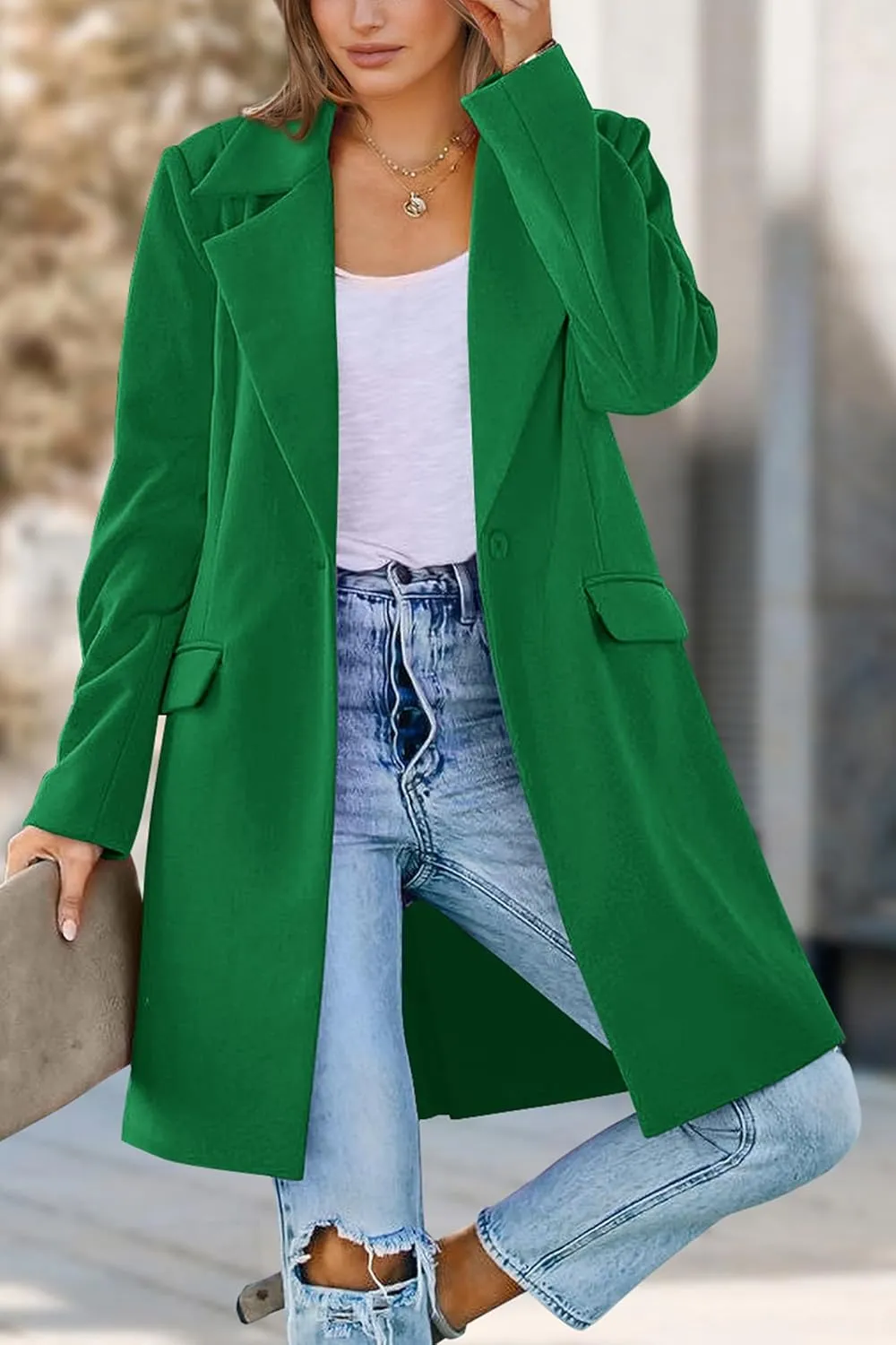 PRETTYGARDEN Women's 2025 Spring Fall Long Blazer Jackets Long Sleeve Lapel Pockets Loose Fit Work Casual Blazers Outerwear