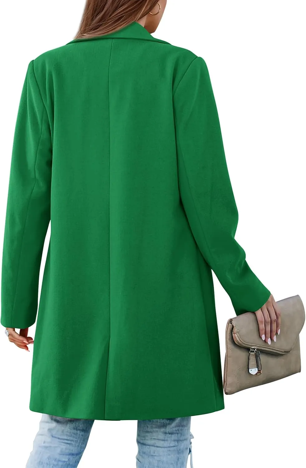 PRETTYGARDEN Women's 2025 Spring Fall Long Blazer Jackets Long Sleeve Lapel Pockets Loose Fit Work Casual Blazers Outerwear