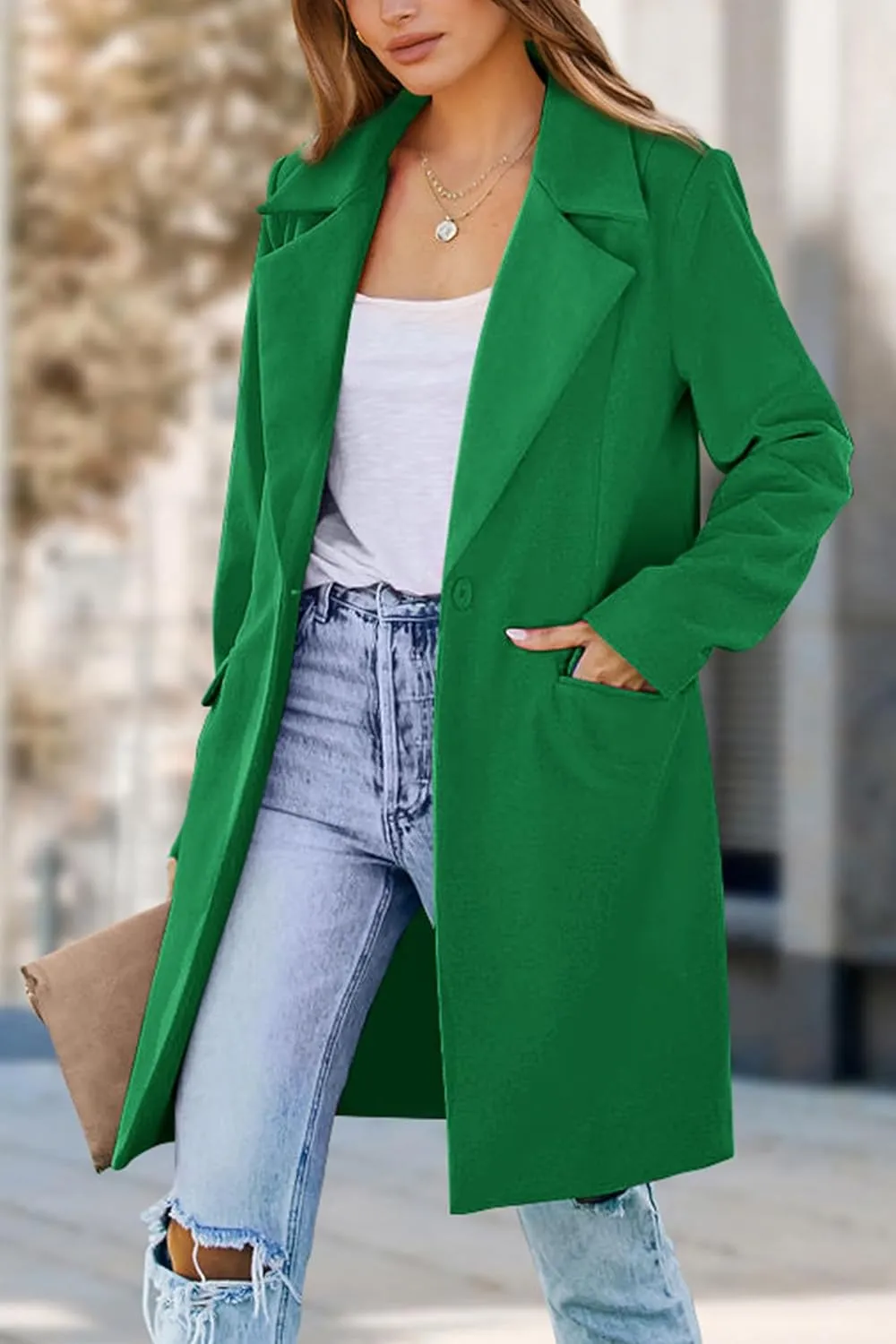 PRETTYGARDEN Women's 2025 Spring Fall Long Blazer Jackets Long Sleeve Lapel Pockets Loose Fit Work Casual Blazers Outerwear