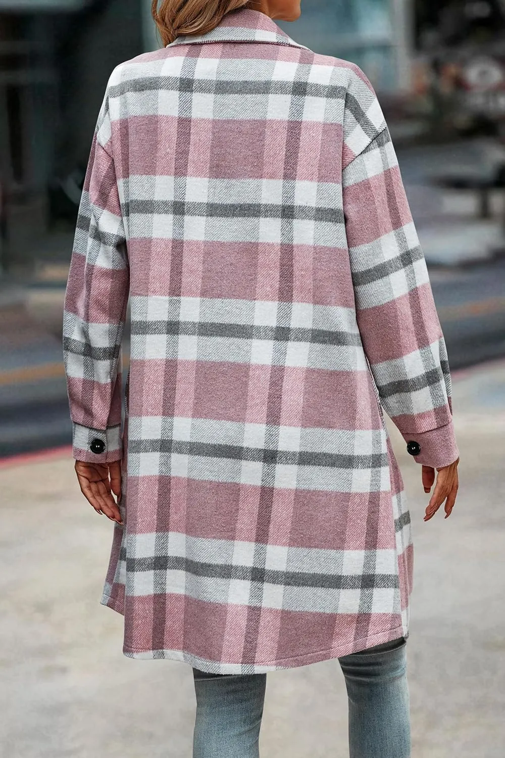 PRETTYGARDEN Women's Plaid Shacket 2025 Long Sleeve Button Up Flannel Shirt Winter Tartan Jacket Woolen Coats
