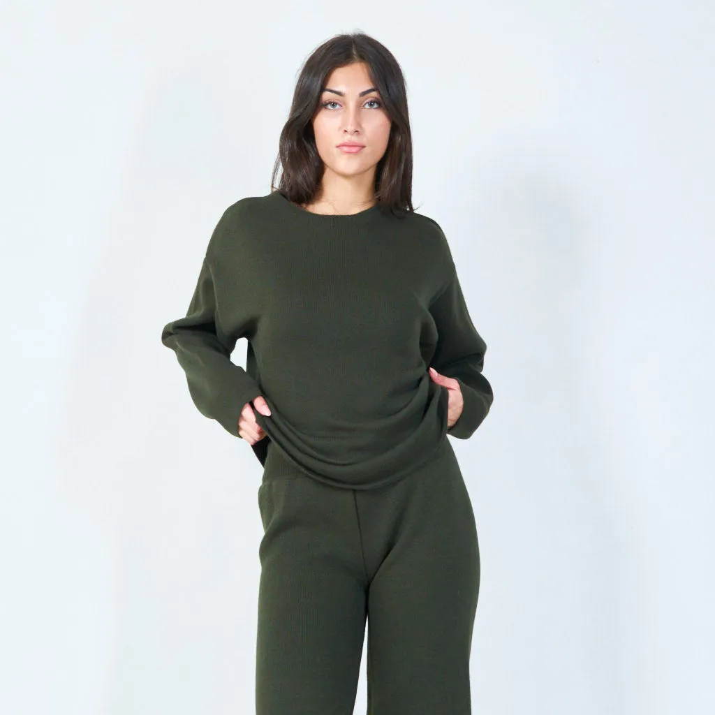 Relaxed knit sweater and pants set wholesale