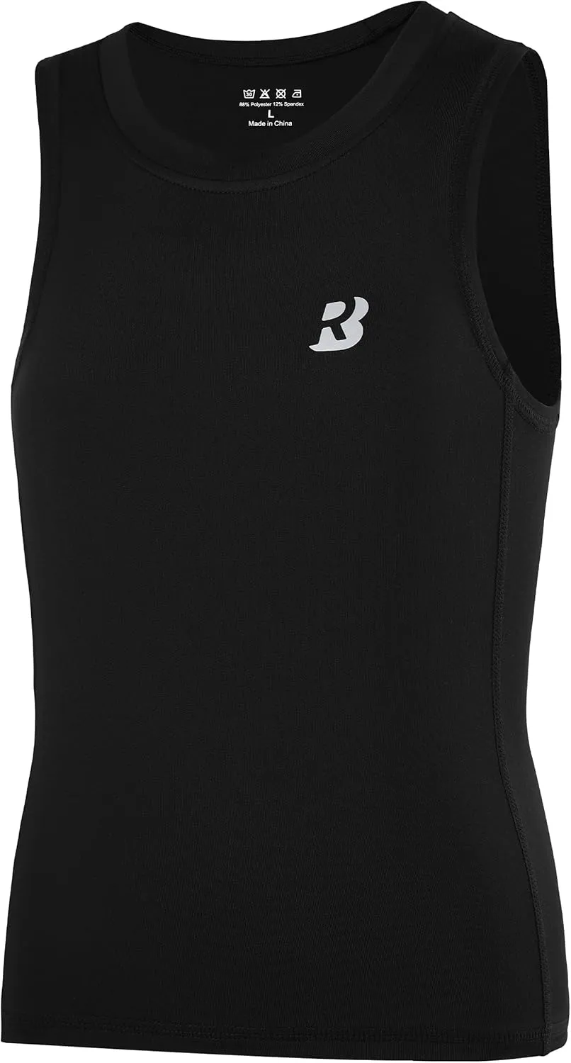 Roadbox Boys Compression Tank Tops, Tagless Soft Athletic Undershirts, Quick Dry Sleeveless Base Layer Shirt for Kids Youth